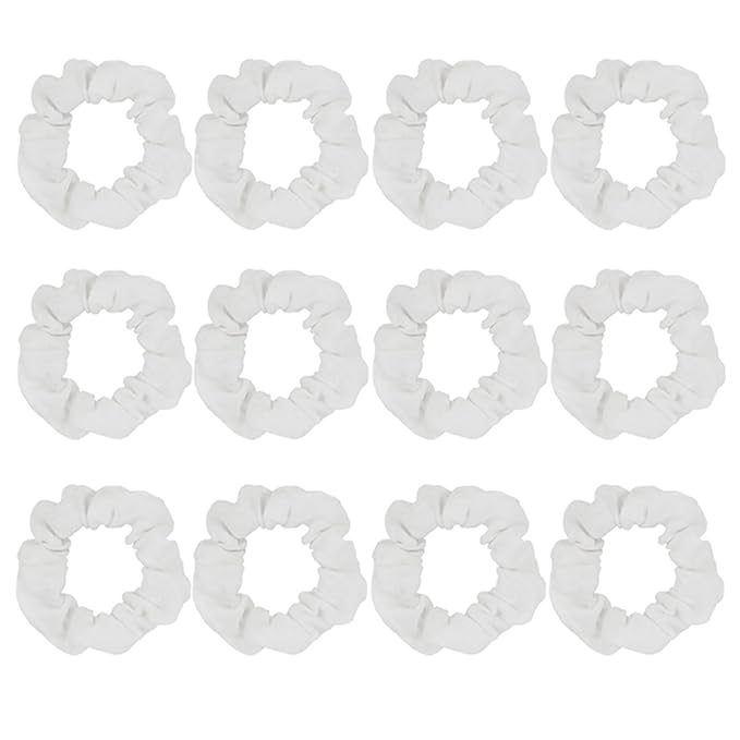 Cotton Hair Scrunchies Single Jersey Solid Color Ponytail Holders Elastic Hair Ties for Women Accessories (Off-white)