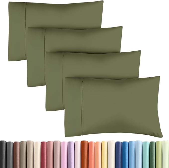 Queen Pillow Cases - 4 Pack - Super Soft Pillowcase Covers - Envelope Enclosure - Hotel Quality Pillow Protectors - Wrinkle Free, Shrink & Stain Resistant - Machine Washable - 20" x 30" (Sage Green)