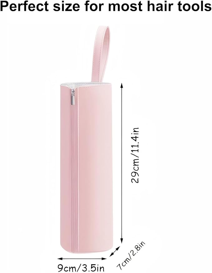 BUBM Hot Iron Holder & Mat, Heat Resistant Hair Tools Travel Bag Portable Organizer Cover Pouch for Curling Irons, Flat Irons, Hair Straightener and Styling (Pink)