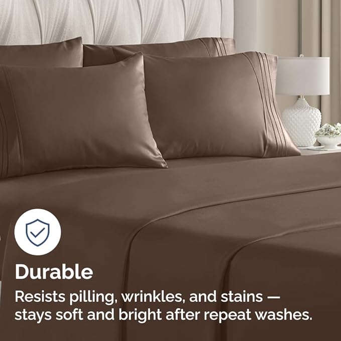 King Pillow Cases Set of 10 - Ultra Soft Hotel Quality Pillowcase Covers - Comfy & Wrinkle Free - Shrink, Stain and Fade Resistant - Easy-Care, Machine Washable Pillow Protectors - 10 Pcs Set - Brown