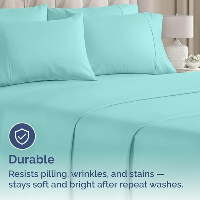 King Pillow Cases - 4 Pack - Super Soft Pillowcase Covers - Envelope Enclosure - Hotel Quality Pillow Protectors - Wrinkle Free, Shrink and Stain Resistant - Machine Washable - 20" x 40" (Spa Blue)