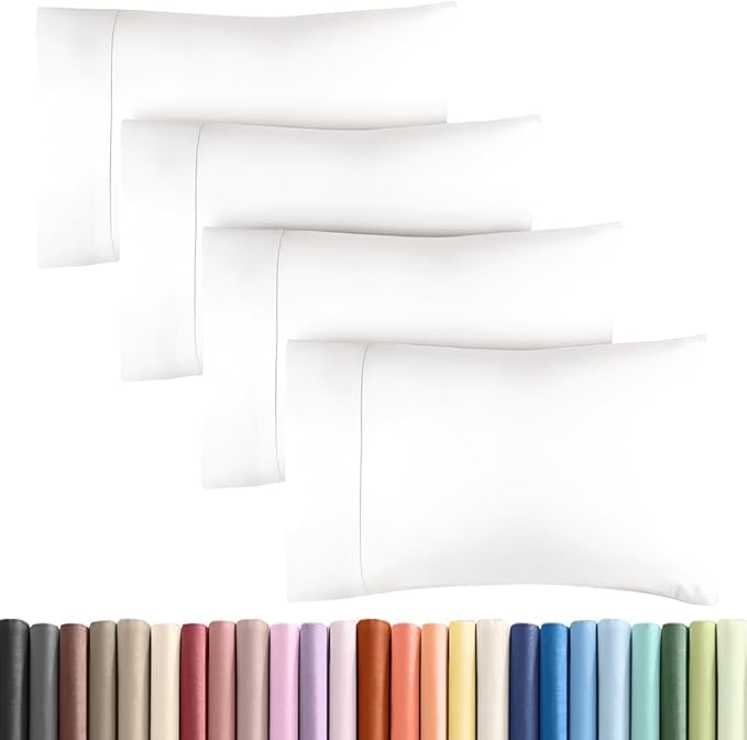 Queen Pillow Cases - 4 Pack - Super Soft Pillowcase Covers - Envelope Enclosure - Hotel Quality Pillow Protectors - Wrinkle Free, Fade & Stain Resistant - Machine Washable - 20" x 30" (Antique White)