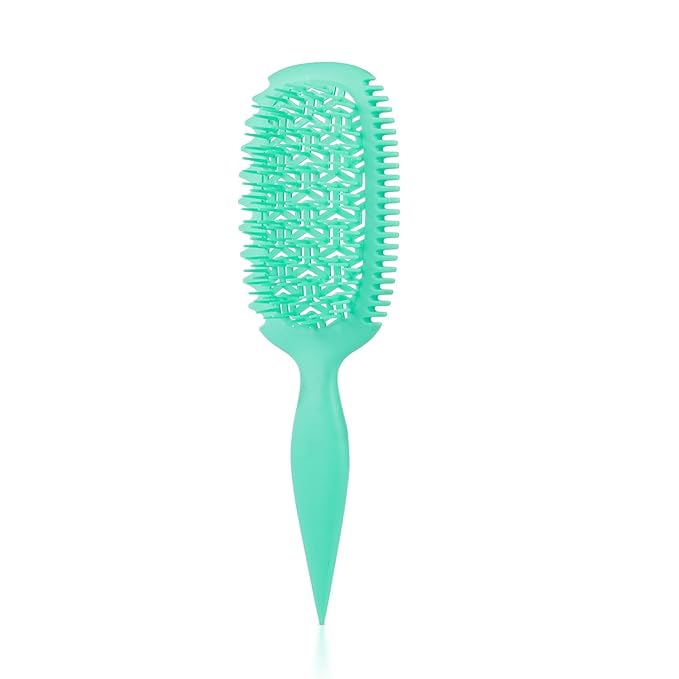 Curl Defining Brush, Vented Curly Hair Brush for Effortlessly Detangling Shaping and Styling, Candy Brush for Wet or Dry Hair Types for Women and Girl, Defining with Side Gear, Reduces Frizz (Green)
