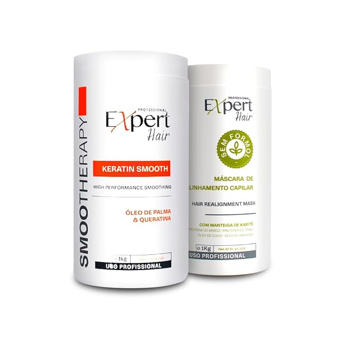 Expert Hair Botox Kit - Anti-Frizz, Thermo-Active, Natural Look, Queratina para El Cabello, 2x 1kg/35.3 oz, For All Hair Types and Textures, Cream, B-tox kit (Smooth + Bio)