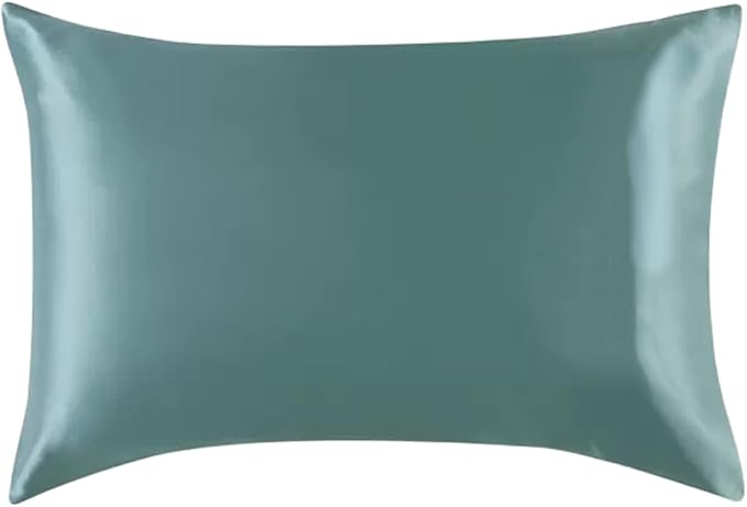 Teal Silk Pillow Cases Queen Made in USA, 100% Mulberry Silk Pillowcase with Hidden Zipper, Premium 22 Momme Cooling Acne Pillowcase, 1 Pack 20"x30" (Queen, Mineral Blue)