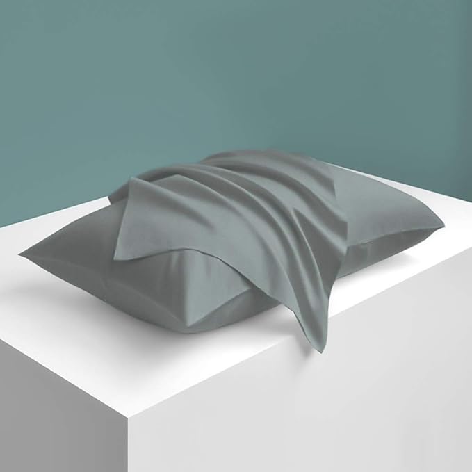 NTBAY Zippered Satin Pillow Cases for Hair and Skin, Luxury Queen Hidden Zipper Pillowcases Set of 2, 20x30 Inches, Dark Grey