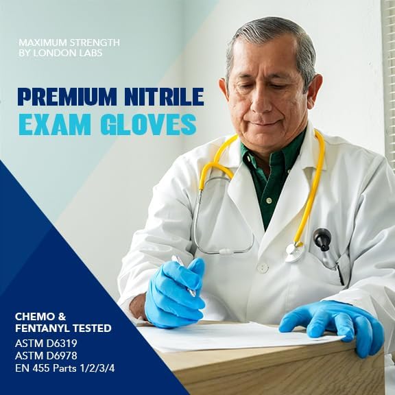Sky Blue 5 Mil Nitrile Exam Gloves Disposable Latex Free | Medical Rubber Gloves for Doctors, EMT, First Aid Kit, Food Service & Cleaning | Pack of (200 CT)