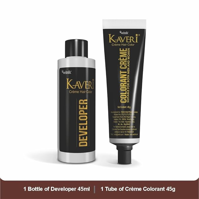 Kaveri Creme Hair Color Permanent Hair Dye Color - With Improved Creme Formula for Gray Coverage Ammonia Free Hair Color Dye for Rich Bright Long lasting (Dark Brown, 3.04 Fl Oz) - Pack Of 3