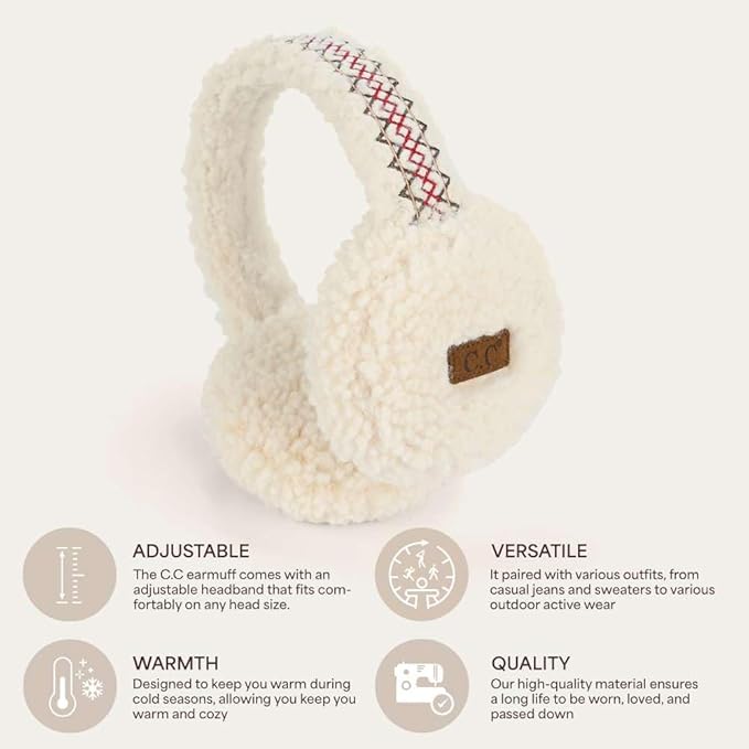 C.C Soft Winter Warm Adjustable Headband Ear Warmer Earmuffs