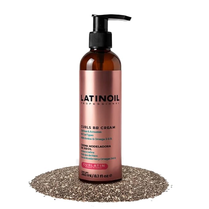 LATINOIL - Curl Defining Hair Cream - Lightweight Curl Enhancing Cream for Curly & Wavy Hair - Anti Frizz Moisturizing Styling Product with Chia Seed Oil & Amino Acids - Leave In Conditioner - 8.1 Oz
