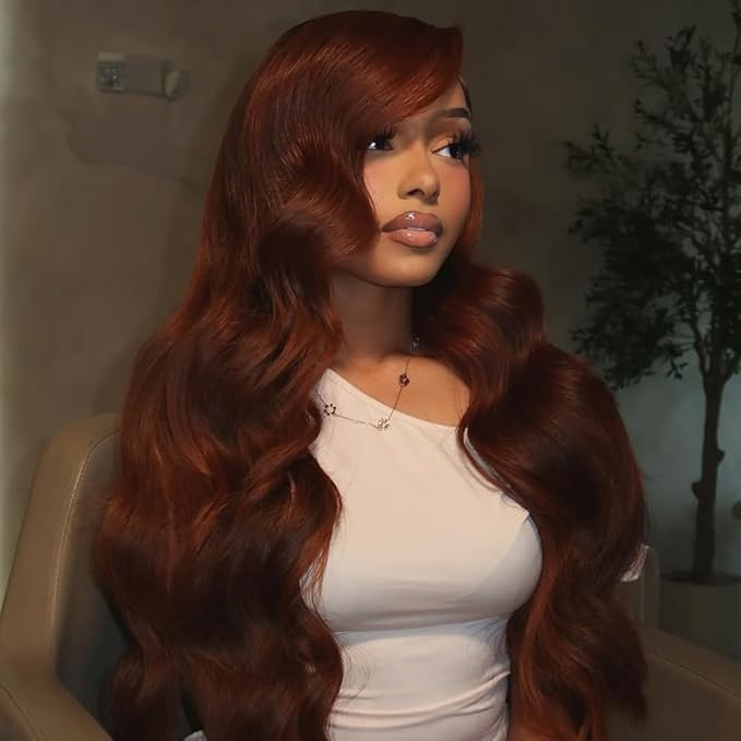 BVH 22 Inch Reddish Brown 13x6 Lace Front Wigs Human Hair Body Wave Wigs Human Hair 200 Density Hd Lace Frontal Wigs M Hairline 33# Brown Wigs (13x6 Reddish Brown Lace Front Wigs Human Hair, 22 Inch)