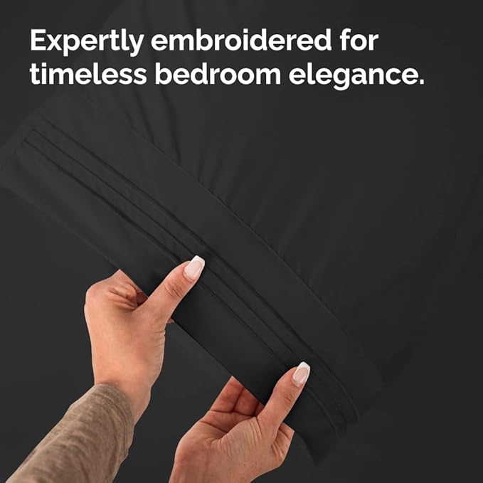 Queen Pillow Cases Set of 2 - Ultra Soft Hotel Quality Pillowcase Covers - Comfy, Cozy & Wrinkle Free - Shrinkage, Stain and Fade Resistant - Machine Washable Pillow Protectors - 2 Piece Set - Black
