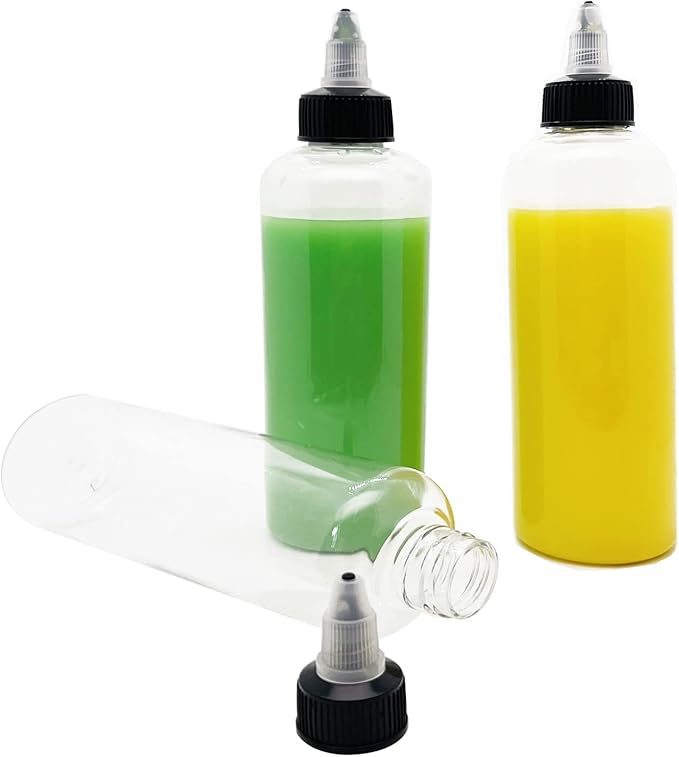 3 Pcs 6oz Dispensing Bottles, Plastic Squeeze Bottles with Twist Top Cap