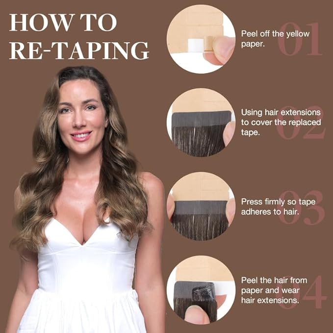 GOO GOO Tape in Hair Extensions Human Hair, 4/26/4 Balayage Chocolate Brown to Honey Blonde, 20inch 30g 10pcs, Skin Weft Seamless Invisible, Silky Straight with Thick Ends, Remy Human Hair