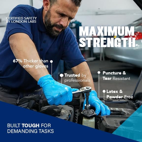 Sky Blue 5 Mil Nitrile Exam Gloves Disposable Latex Free | Medical Rubber Gloves for Doctors, EMT, First Aid Kit, Food Service & Cleaning | Bulk Nitrile for Mechanics (100 CT) - X-Small