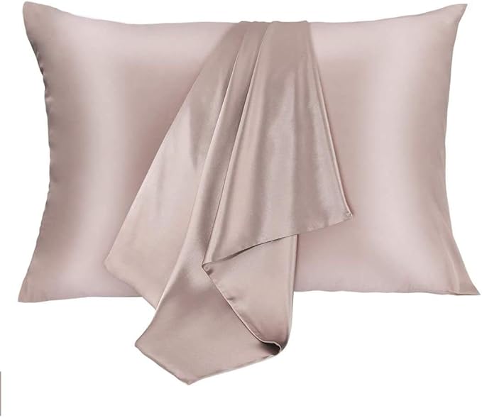 Silk Pillowcase for Hair and Skin 2 Pack 100% Mulberry Silk Bed Pillowcase Hypoallergenic Soft Breathable Both Sides Silk Pillow Case with Hidden Zipper, Pillow Cases (Standard, ApricotGray)