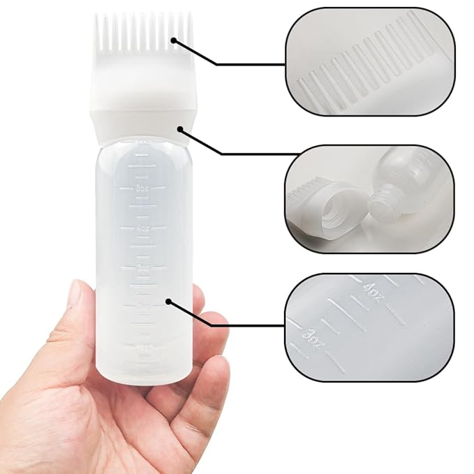4 PCS Root Comb Applicator Bottle,Hair Oiling Applicator,Hair Oil Applicator Bottle for Hair Dye Shampoos Hair Salons.6oz (2white+2purple)