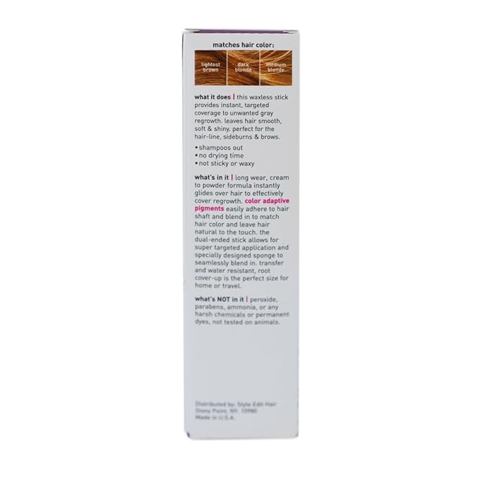 Style Edit Root Touch Up Stick for Light Brown and Gray Hair Coverage, Temporary Hair Color with Premium Shading Sponge Pen, Hair Makeup Cover Up, 0.11 oz 2 Pack