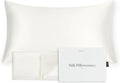 FluffCo 100% Pure Mulberry Silk Pillowcase - King Size | Luxurious Cooling Pillowcase for Hair & Skin Care | 22 Momme Natural Silk Body Pillowcase for Standard US Bedding (White)