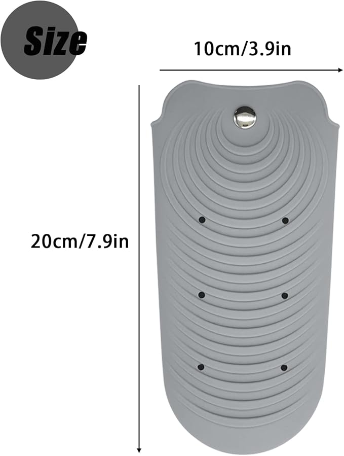 Heat Resistant Silicone Mat Pouch for Hair Styling Tools, Curling and Flat Irons Non-Slip Travel Cover, Small Portable Straightener Pad for Curler Wands Storage, Hot Waver (Grey)