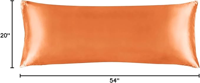BEDELITE Satin Body Pillow Cover, Super Soft and Cooling Body Pillow Pillowcase for Hair and Skin, Breathable Silky Full Long Pillowcase Cover(20"x54", Burnt Orange)