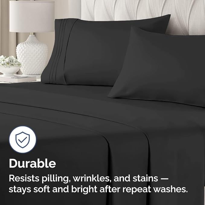 Queen Pillow Cases Set of 2 - Ultra Soft Hotel Quality Pillowcase Covers - Comfy, Cozy & Wrinkle Free - Shrinkage, Stain and Fade Resistant - Machine Washable Pillow Protectors - 2 Piece Set - Black