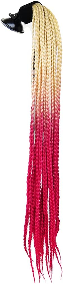 Helmet Pigtails Gradient Ramp Helmet Braids Ponytail Helmet Hair with Suction Cup for Motor Bike 1PCS 24inch (Helmet not Included)