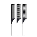 SKYPIA 3 Piece Professional Dyeing Hair Comb Set - Highlight Combs with Long Stainless Steel Rat Tail for Weaving and Styling (Black)
