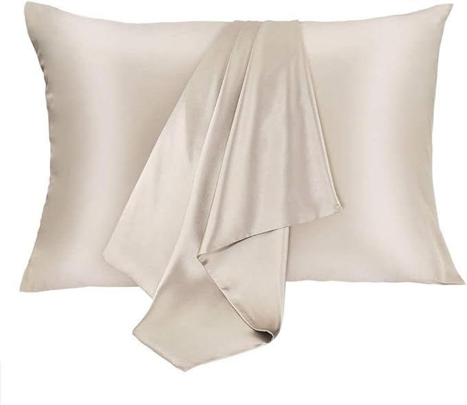 Silk Pillowcase for Hair and Skin 2 Pack 100% Mulberry Silk Bed Pillowcase Hypoallergenic Soft Breathable Both Sides Silk Pillow Case with Hidden Zipper, King Size Pillow Cases (Buff Beige)