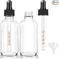 Bumobum 2 pack Dropper Bottle 2 oz, Clear Glass Eye Dropper Bottles for Essential Oils with Labels and Funnel, Leakproof Tincture Bottles with Measured dropper