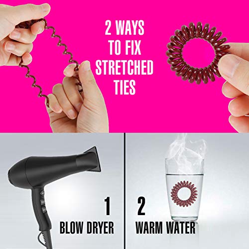 TailaiMei 30 Pcs Hair Spiral, TailaiMei No Crease Coil Hair Ties, Phone Cord Hair Ties for Thick Hair - Women Ponytail Holder Elastics(10 Color)