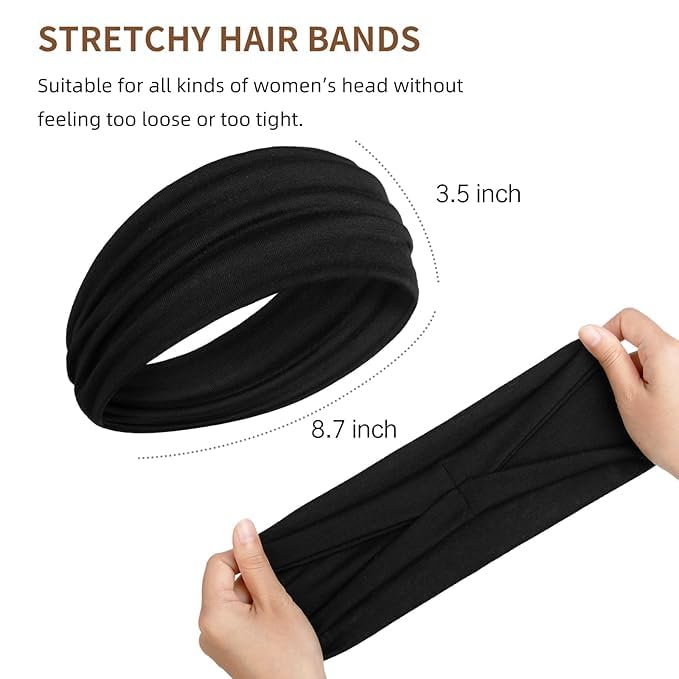 AKTVSHOW Black Headbands for Women Non-Slip Head Band for Women’s Hair Wide Thick Sweat Hair Bands, Trendy Hair Accessories for Women