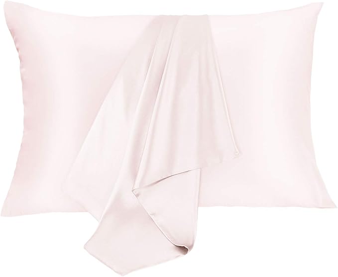 Silk Pillowcase for Hair and Skin 2 Pack 100% Mulberry Silk Bed Pillowcase Hypoallergenic Soft Breathable Both Sides Silk Pillow Case with Hidden Zipper, Pillow Cases (Queen, Light Pink)