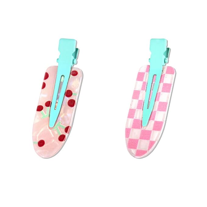 2 Pcs Cute fruit hair clip for Women Girls thick,thin hair.No Bend No Crease Hair Clips for styling sectioning hair barretters fine (Cherry yogurt)