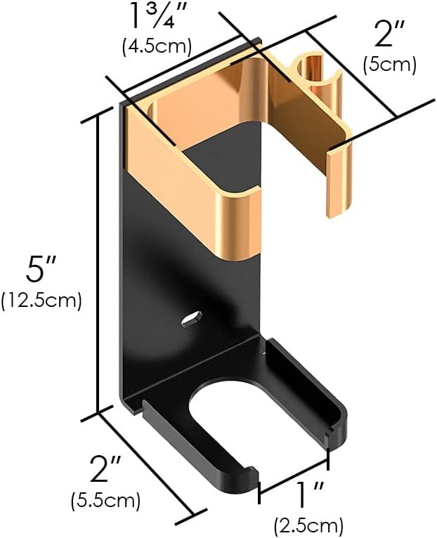 2 Pack Wall Mount Curling Iron Holder, Hair Curler Storage Organizer Stand, Hairdressing Hanging Rack for Flat Irons, Curling Wands, Hair Straighteners, Combs (Black Gold)