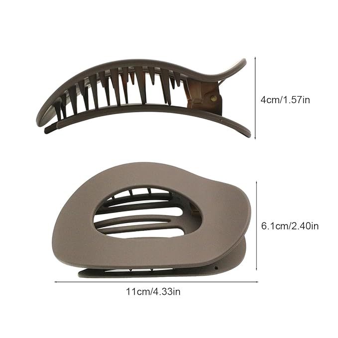 Flat Hair Clips for Women - 6Pack Matte Lay Flat Claw Clips, Non-Slip Strong Hold Duckbill Clips for Thick/Thin Hair, Neutral Color Hair Accessories for Daily Styling