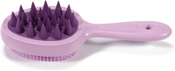 Double Sided Scalp Massager Hair Growth, Shampoo Brush Head Scalp Massager for Hair Growth Scalp Scrubber with Soft Silicone Bristles (Double Purple)