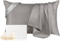 THXSILK Silk Pillowcase for Hair and Skin, 100% Mulberry Silk Bed Pillowcase with Hidden Zipper, Grade 6A+ Silk Soft Breathable Smooth, King Pillow Case (Grey)