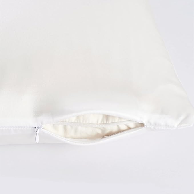 Premium Mulberry Silk Pillowcase for Hair and Skin Made in USA, Anti Acne Pure Silk Pillow Cases White Queen, 100% Real 22 Momme Pillow Cover, Anti Wrinkle, 1 Pc 20"x30" (Queen, White)