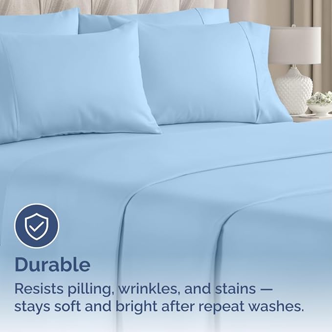 King Pillow Cases - 4 Pack - Super Soft Pillowcase Covers - Envelope Enclosure - Hotel Quality Pillow Protectors - Wrinkle Free, Shrink & Stain Resistant - Machine Washable - 20" x 40" (Light Blue)