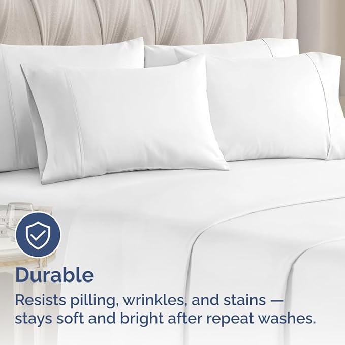King Pillow Cases - 4 Pack - Super Soft Pillowcase Covers - Envelope Enclosure - Hotel Quality Pillow Protectors - Wrinkle Free, Fade, Shrink & Stain Resistant - Machine Washable - 20" x 40" (White)