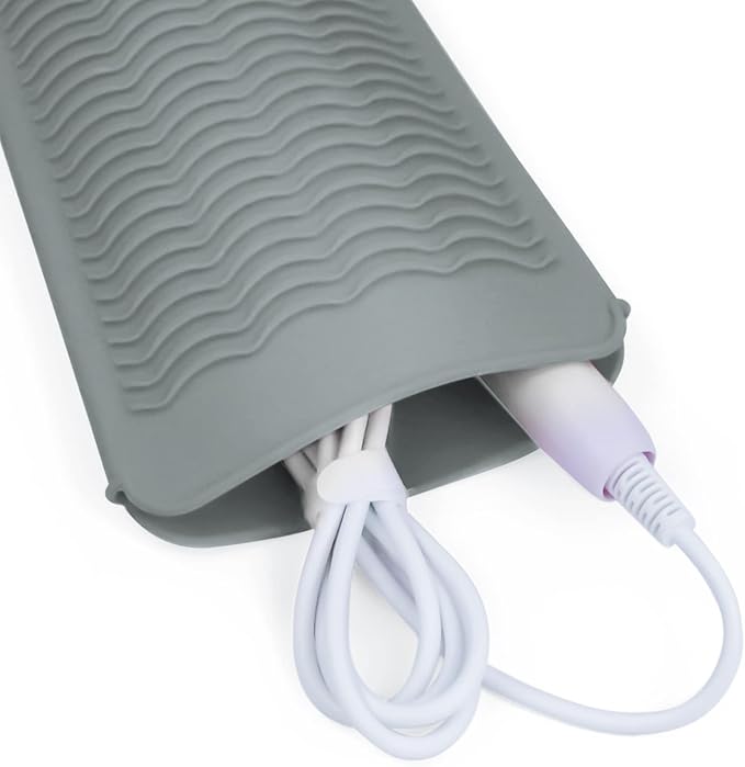 2PCS Silicone Heat Resistant Mat Pouch for Hair Straightener, Curling Iron, Flat Iron and Hot Hair Tools Grey
