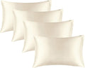 BEDELITE Satin Pillowcase for Hair and Skin, Super Soft Similar to Silk Pillow Cases 4 Pack with Envelope Closure, Cooling Pillowcases for Women Men (20"x30" Queen Size, Beige)