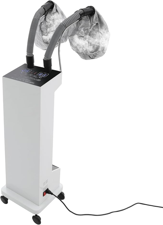 Professional Hair Steamer, 110V 650W Vertical Hair Care Machine Micro Mist Hair Color Processor with Rolling Wheels, Salon Spa Equipment for Home, Barber Shop (White)