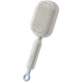 Retractable Cushion Massage Comb for Wet & Dry Hair, Anti-Static Self Cleaning Hair Brush for All Hair Types, Soft Bristles, Easy Eliminates Knots, Detangling Hairbrush for Women Men (White)