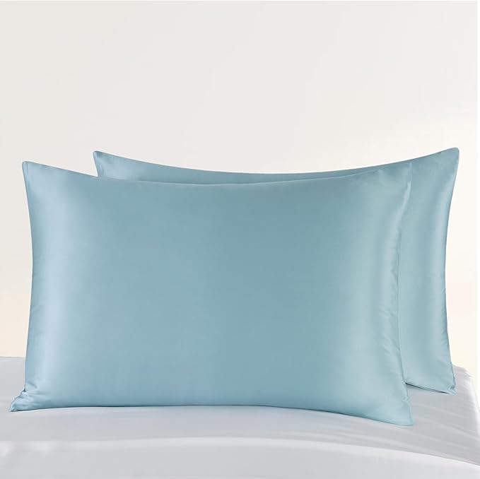 ZIMASILK Upgraded 100% 6A Grade Pure Mulberry Silk Pillowcase for Hair and Skin Silk Pillow Cases with Reinforced Hidden Zipper, More Soft & Durable, Gift Box (King 20"x36" Light Blue)