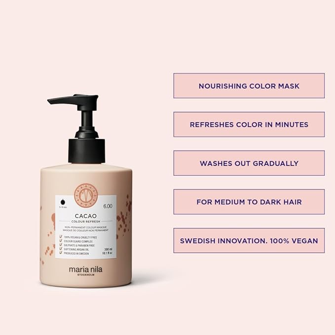Maria Nila Color Refresh Cacao, 10.1 Fl Oz / 300 ml, Brown Color Bomb, Semi-Permanent Pigments, 100% Vegan & Sulfate/Paraben free