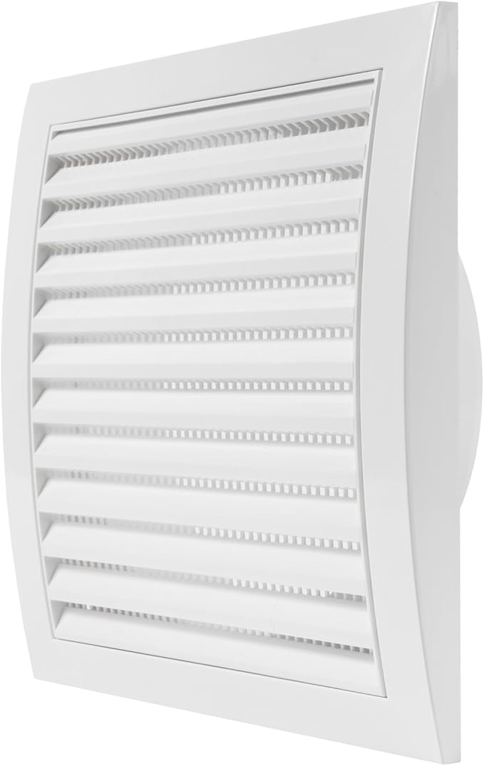 Repa Market 6 Inch White Dryer Vent Hood/Duct Cover for Walls or Ceiling/ABS Plastic Louvered Air Grille with Built-in Mesh Screen/Exhaust and Dryer Vent Covers for Indoor & Outdoor Use