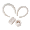 2Pcs Spa Headband for Washing Face & 1 Pairs Wristband Set Sponge Makeup Skincare Headband &Terry Cloth Bubble Soft Hairband for Women Girl Puffy Padded Headwear Non Slip Thick Hair Accessory (Beige)