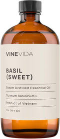 VINEVIDA Sweet Basil Essential Oil - 16 oz - Undiluted - DIY Candle Scents - Bulk for Soap Making & Skin Safe